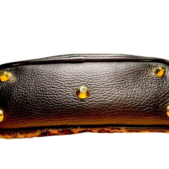 EUC Valentina Brown and Black Crossbody Bag with Pony-hair Leopard Print - Picture 5 of 8